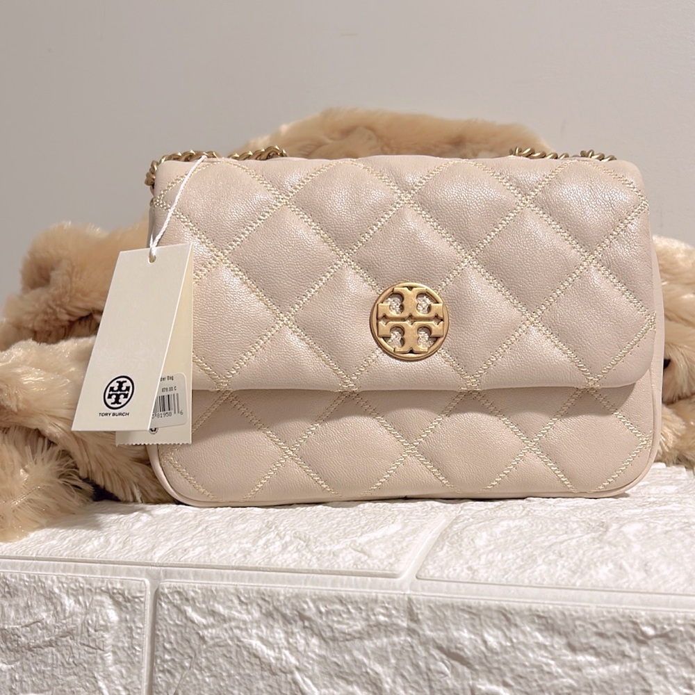 BRAND NEW GORGEOUS TIMELESS Tory Burch Willa Small Shoulder Bag Brie Cream